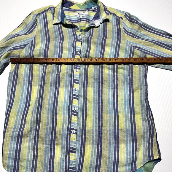 Foxcroft Women’s Plus Size 16 Relaxed Striped Plaid Linen Button Up Shirt Tunic - Picture 8 of 10